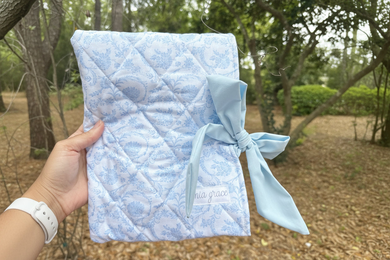 Soft Blue Floral Bible/Book Sleeve