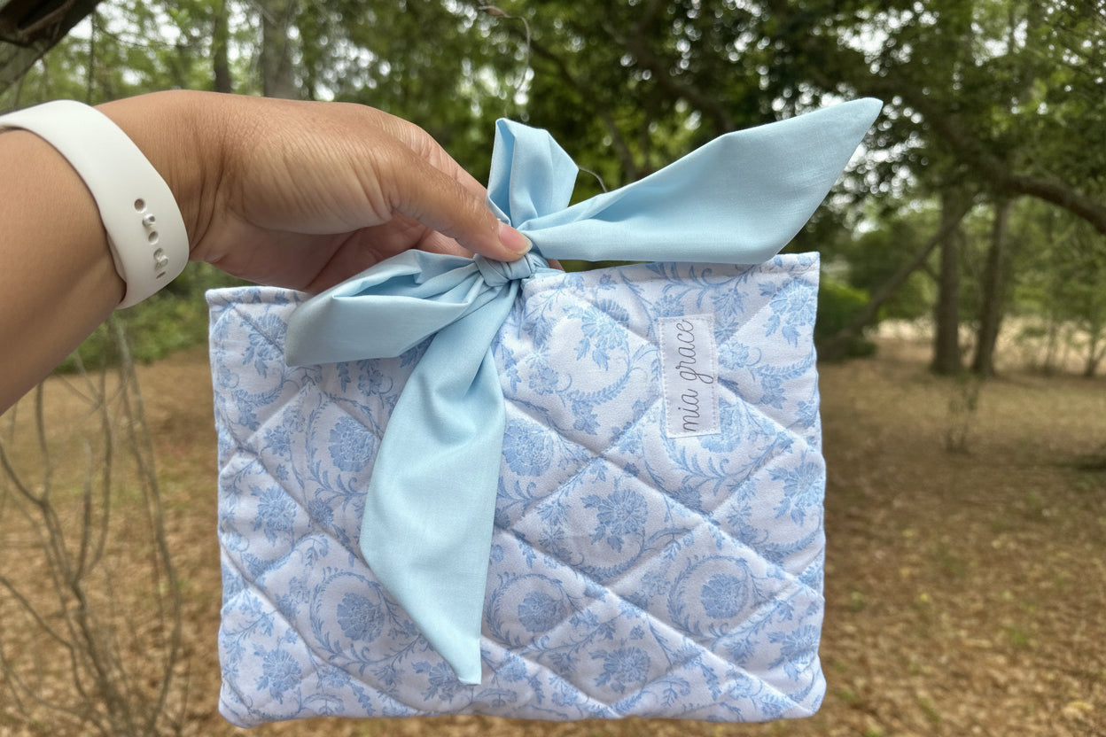 Soft Blue Floral Bible/Book Sleeve