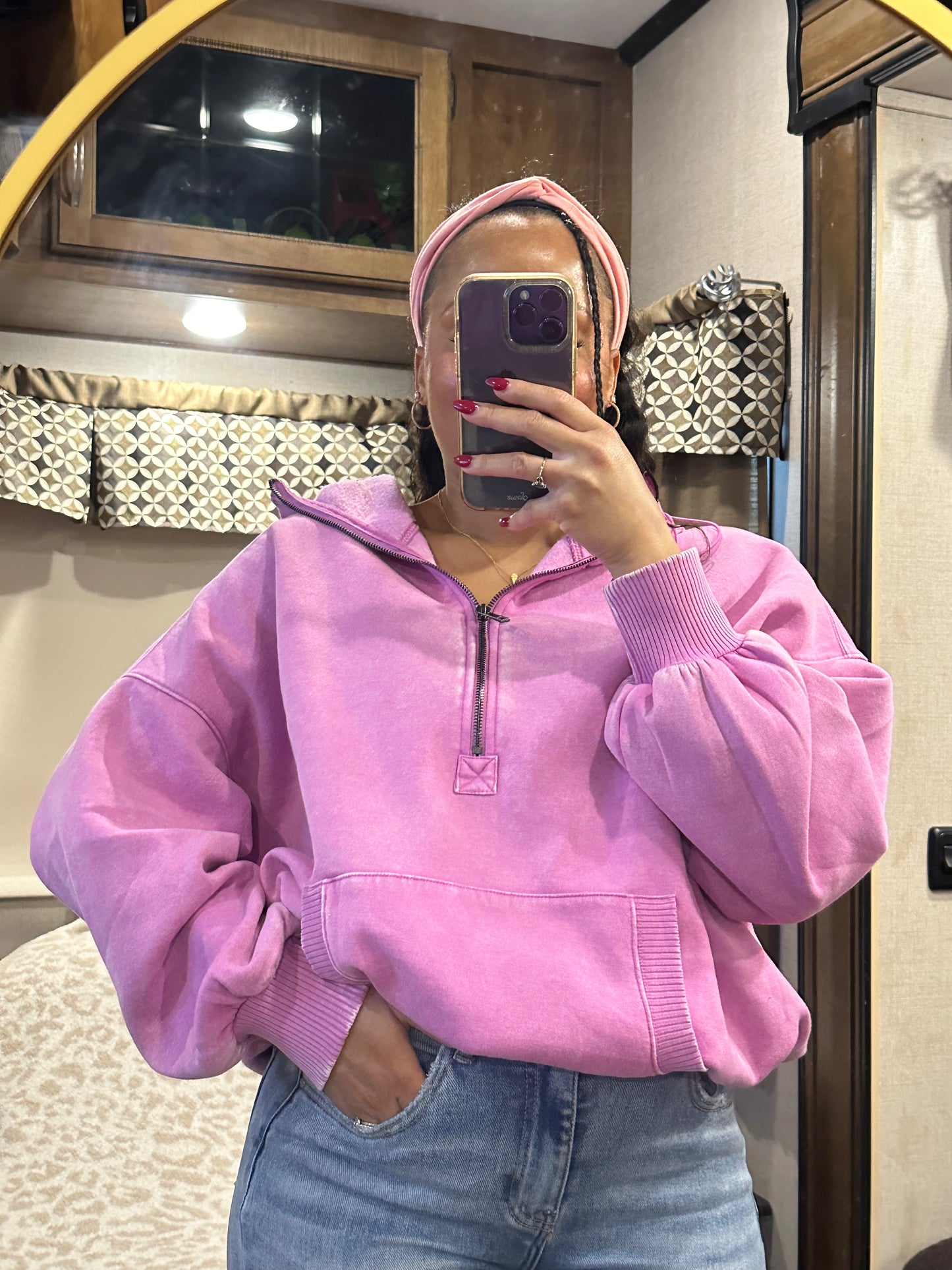 【ANGLAN】Pigment Damage Sweat Zip-up Pigment Damage Sweat Zip-up - Charcoal - ANGLAN
