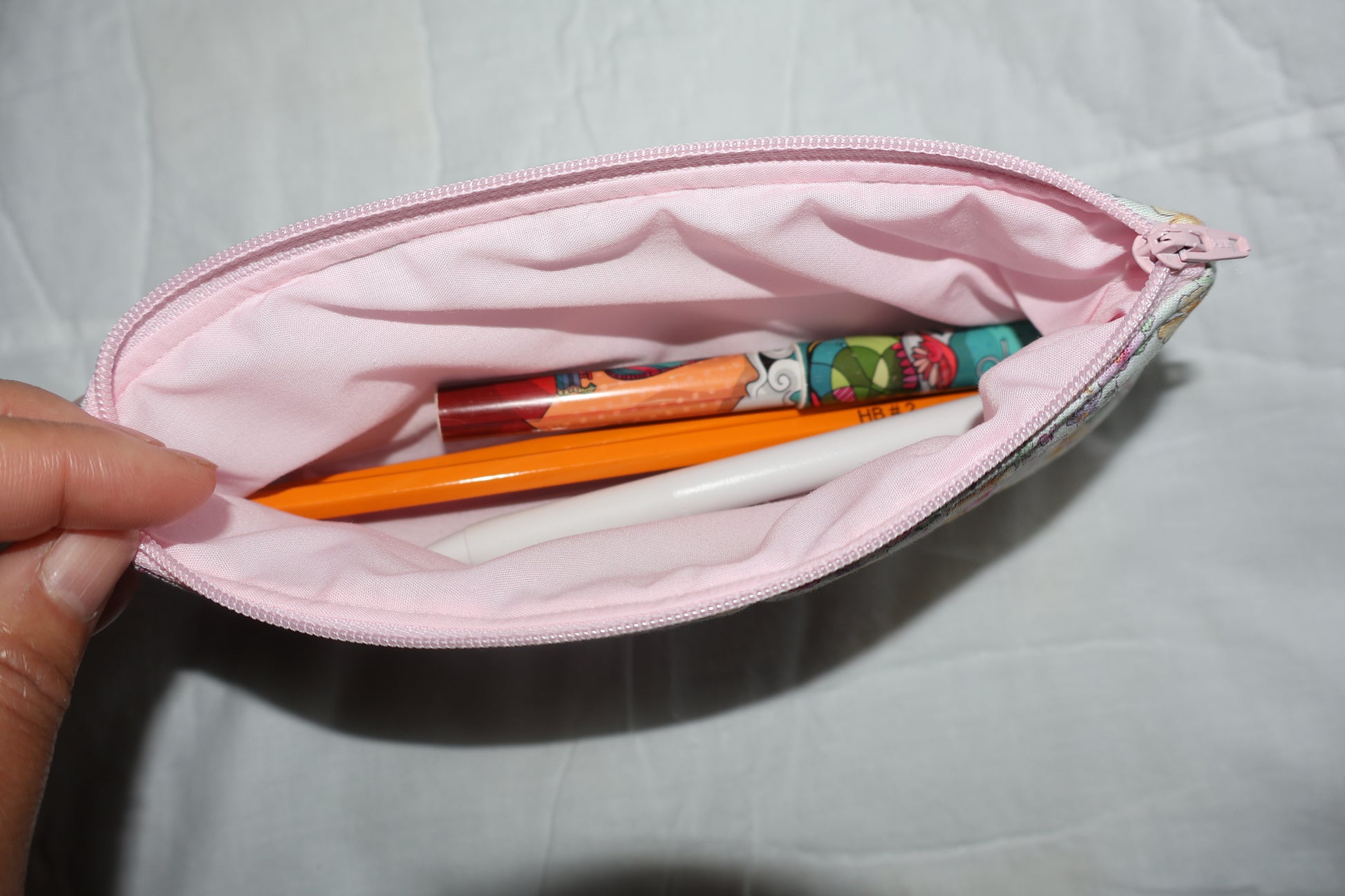 pink inner fabric close up