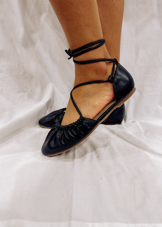 Lanie Lace Up Ballet Flats | Black